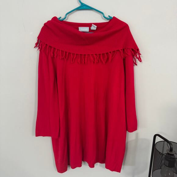 Liz & Me Fringed Cowl Neck Pullover Sweater Women's Plus Size 4X / 30 - 32 W - Picture 1 of 7